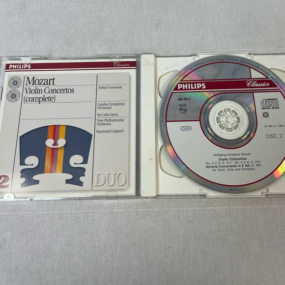 1993 Philips Mozart Violin Concertos (complete) Digitally Remastered Music CD - Picture 2 of 3